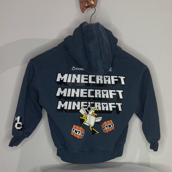 Kids Minecraft Hoodie – Size 5–6 – Blue TNT Sweatshirt - Picture 2 of 8